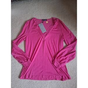 Agnes Urban Pink V-Neck Long Sleeve Pullover Women's Top S Regular Size